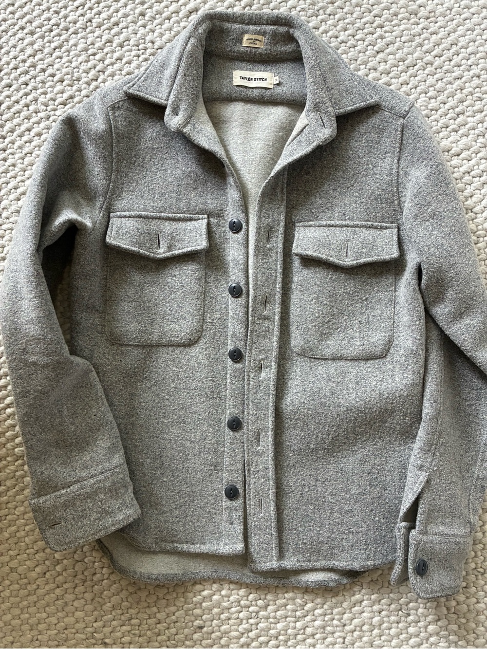 Taylor Stitch Light Grey Wool Shirt Jacket
